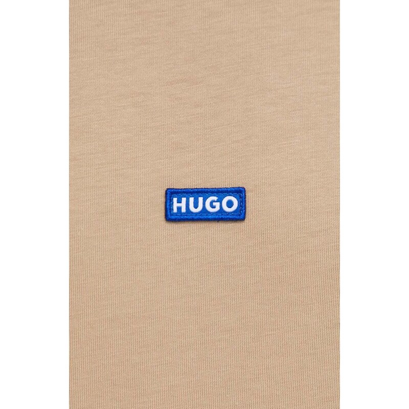 Bavlněné tričko Hugo Blue béžová barva