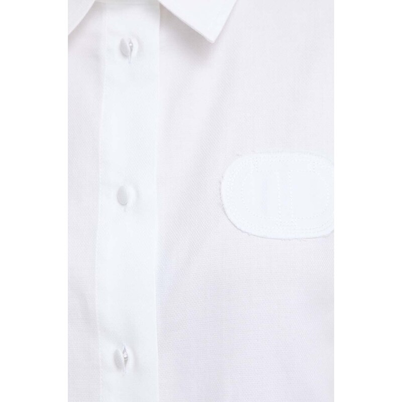 Bavlněná košile Twinset bílá barva, relaxed, s klasickým límcem