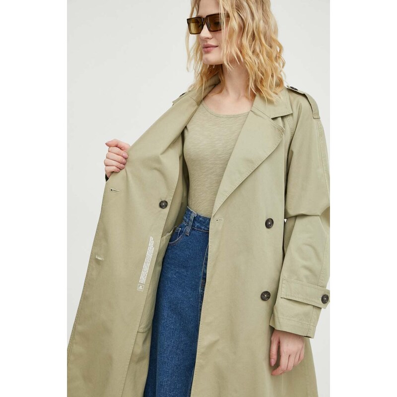 Trench kabát Marc O'Polo dámský, zelená barva, přechodný, oversize