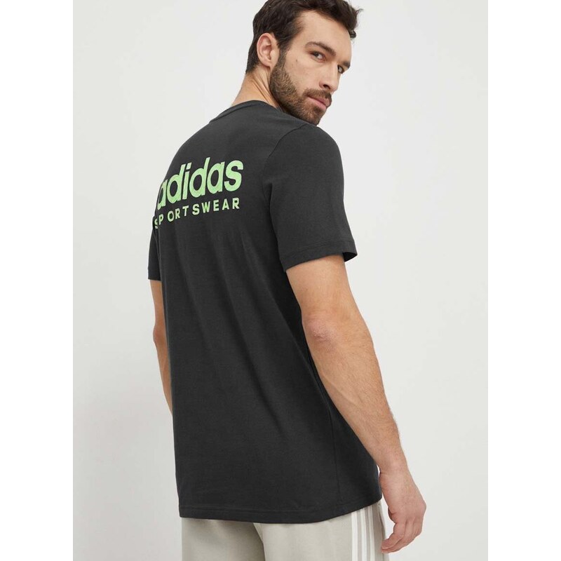 Bavlněné tričko adidas šedá barva, s potiskem, IX4452