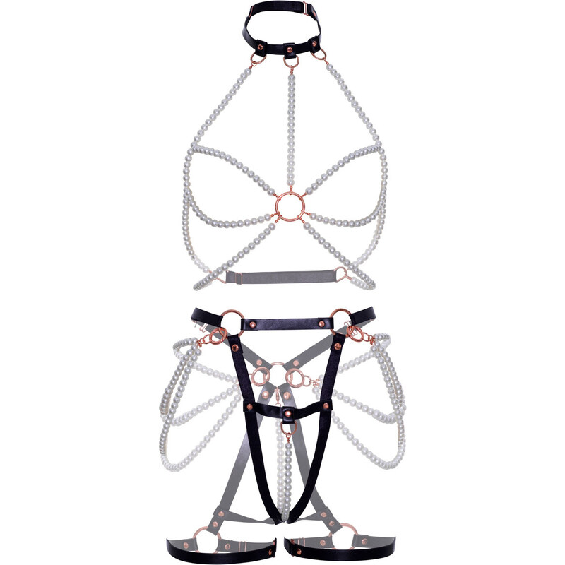 Leg Avenue Černo-bílý harness set KI4049