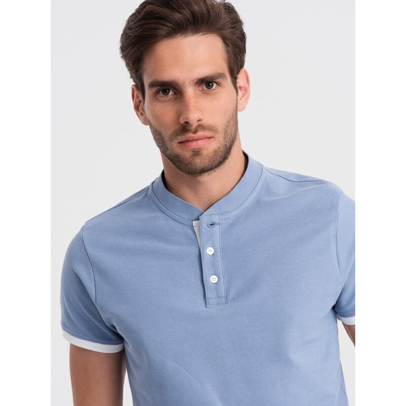 Ombre Clothing Pohodlná trendy modrá polokošile V3 TSCT-0156