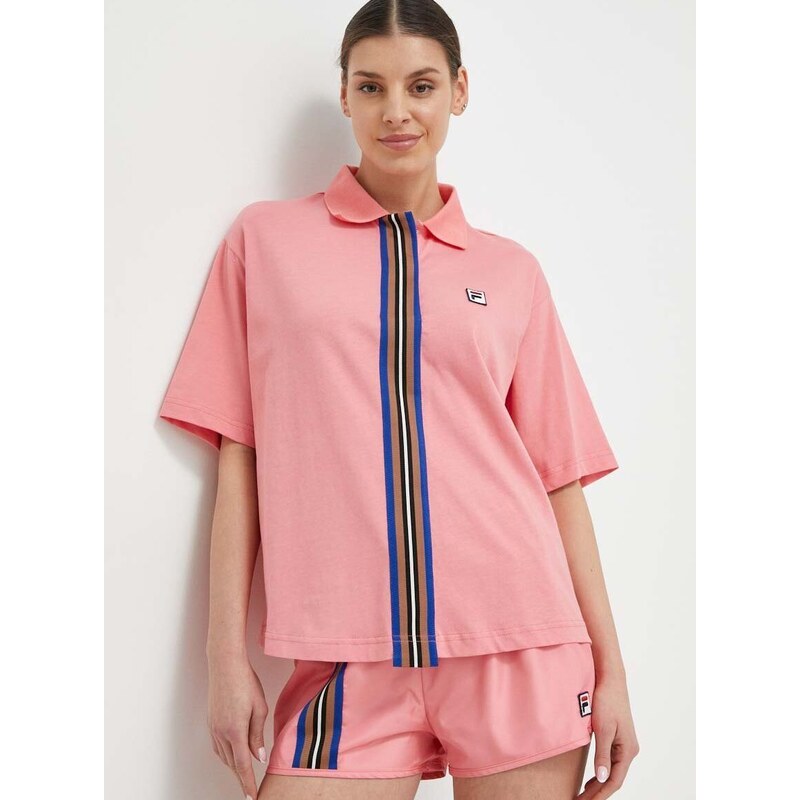 Polo tričko Fila růžová barva, TW411141