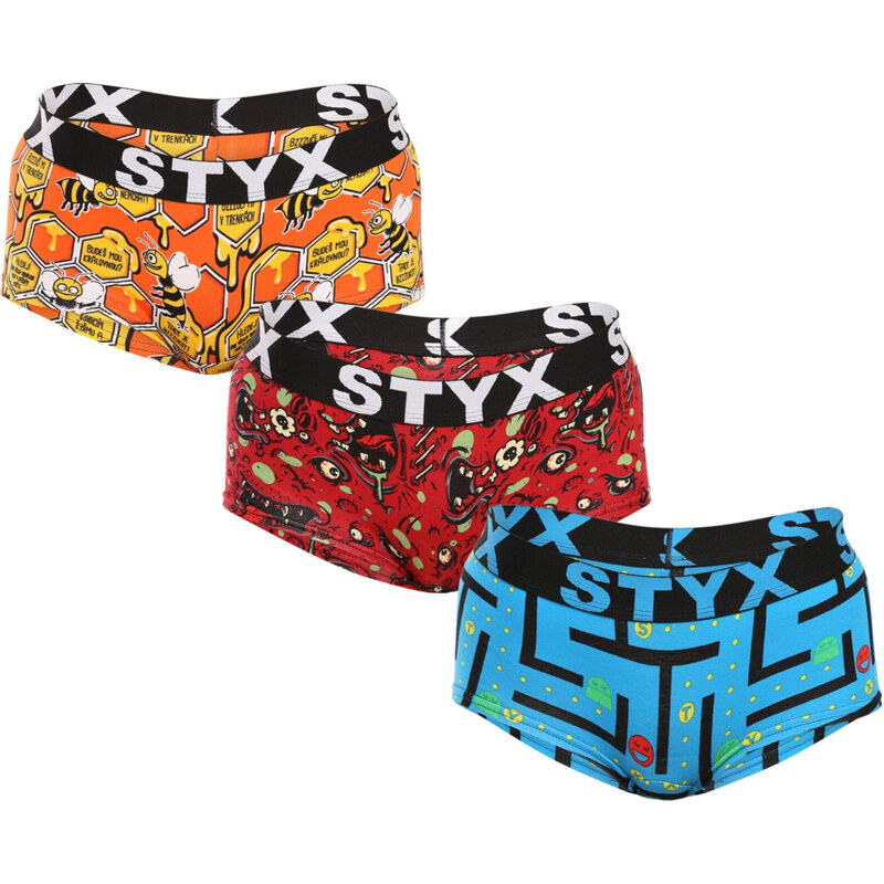 3PACK dámské kalhotky Styx art s nohavičkou vícebarevné (3IN12914)