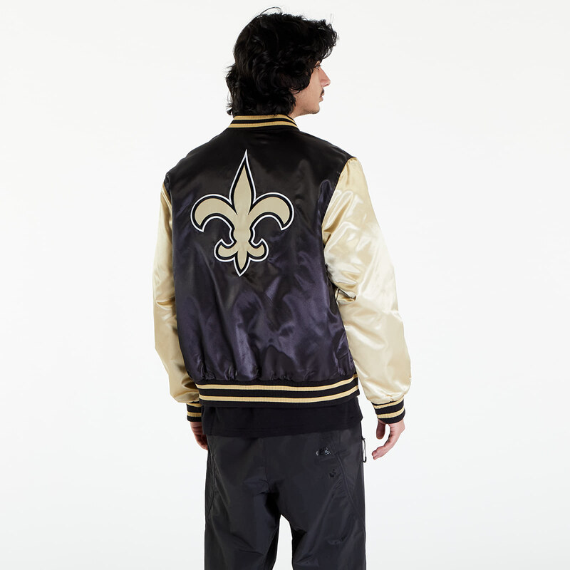 New Era New Orleans Saints NFL Satin Bomber Jacket UNISEX Black/ Vegas Gold