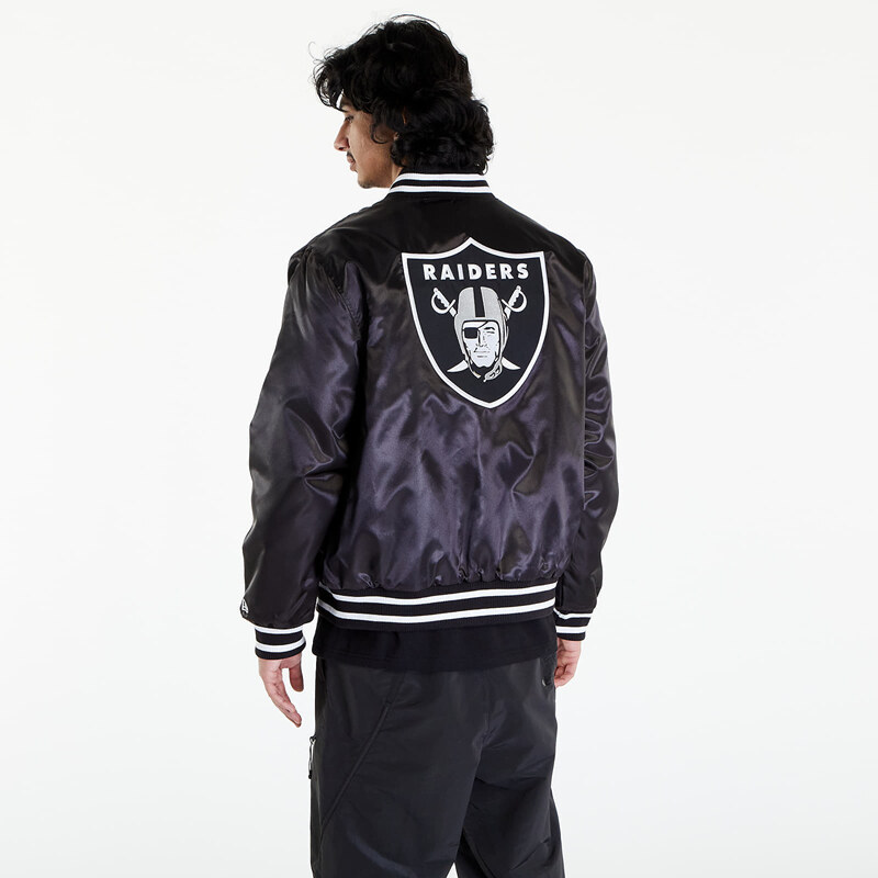 New Era Las Vegas Raiders NFL Satin Black Bomber Jacket UNISEX Black/ White