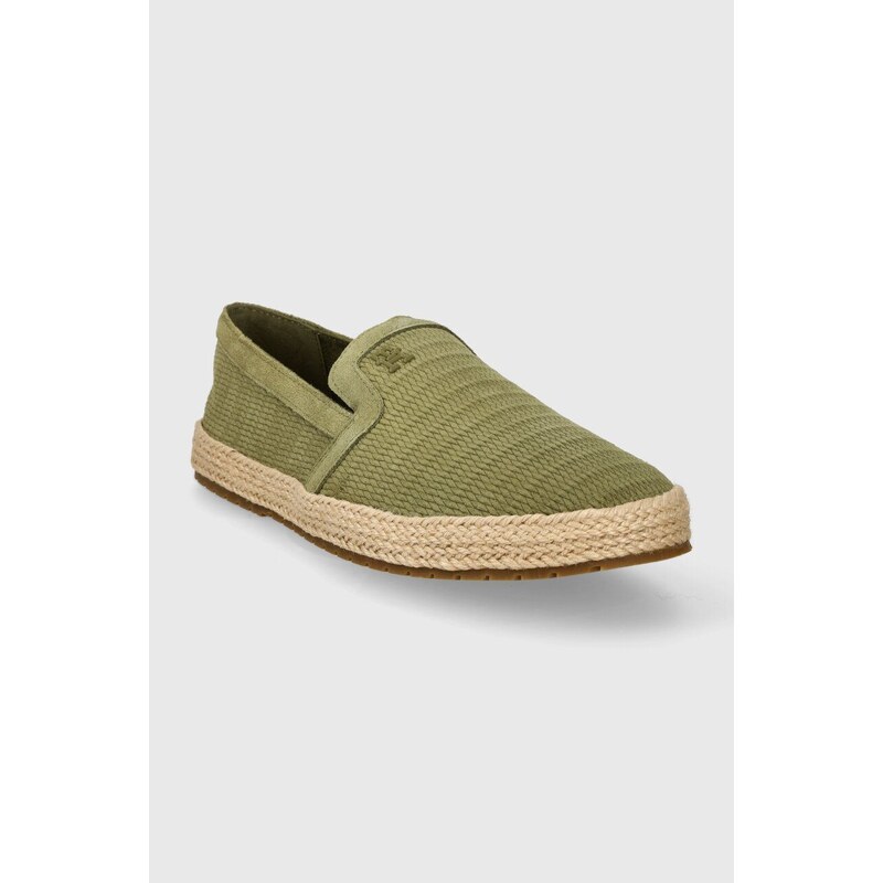 Semišové espadrilky Tommy Hilfiger TH ESAPDRILLE CLASSIC SUEDE zelená barva, FM0FM04984