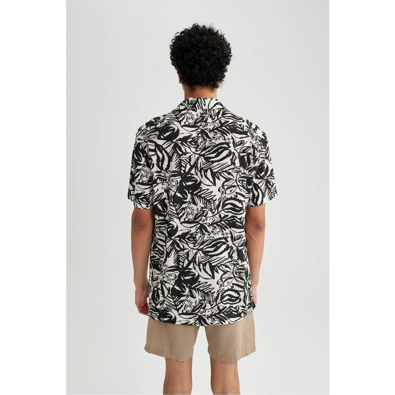 DEFACTO Regular Fit Viscose Printed Short Sleeve Shirt