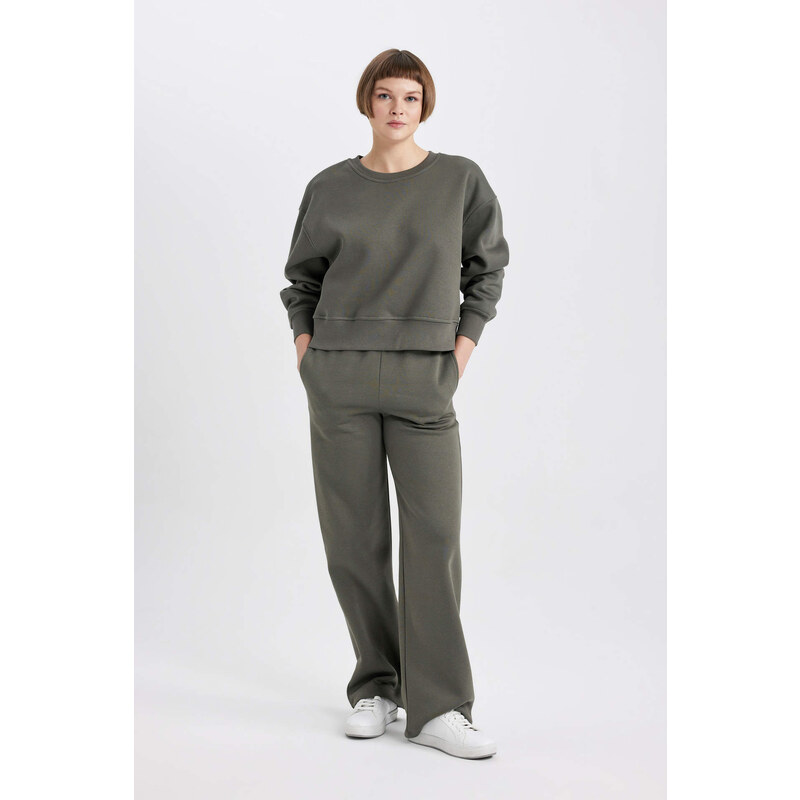 DEFACTO Straight Fit With Pockets Thick Sweatshirt Fabric Pants