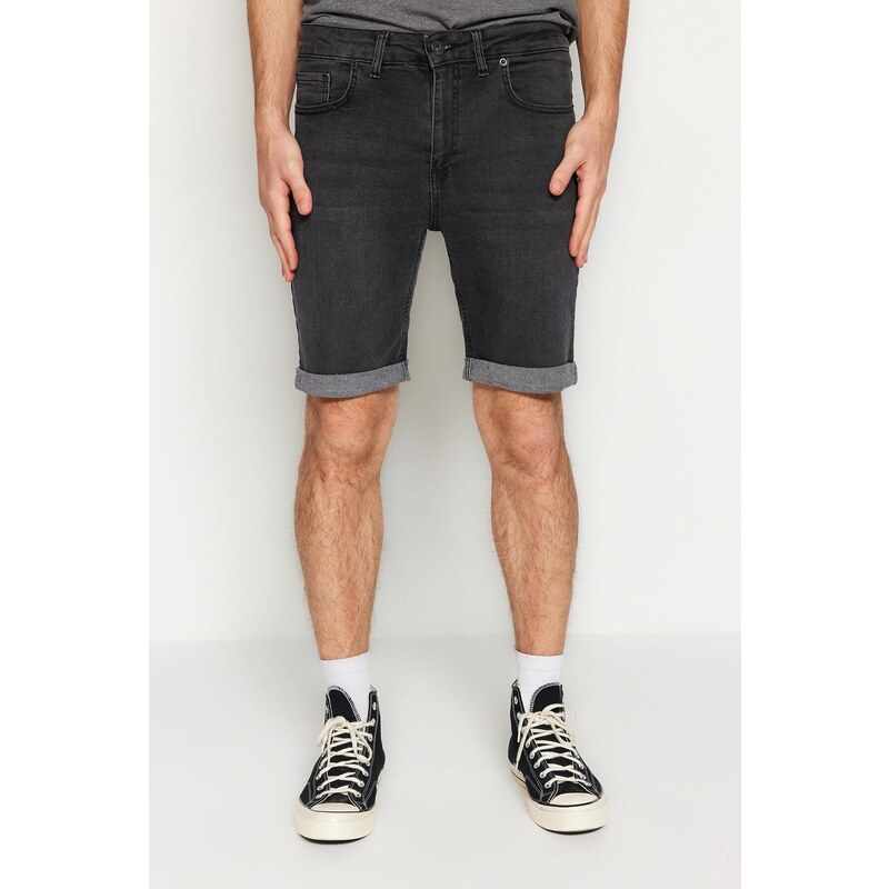 Trendyol Anthracite Skinny Fit Destroyed Shorts & Bermuda