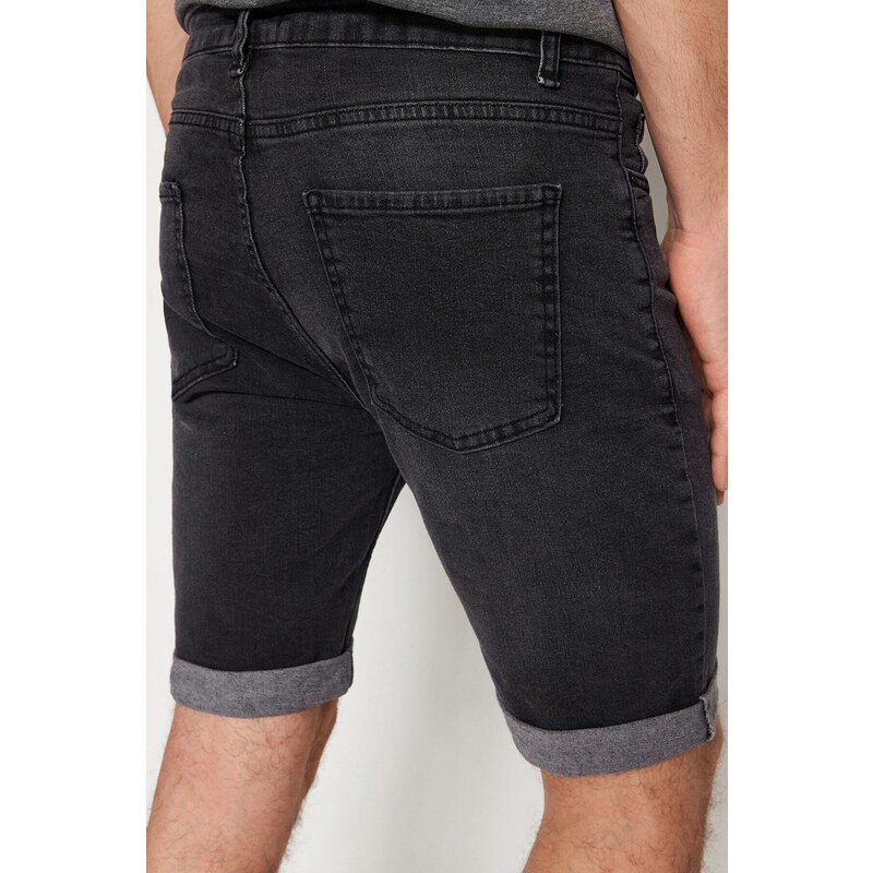 Trendyol Anthracite Skinny Fit Destroyed Shorts & Bermuda