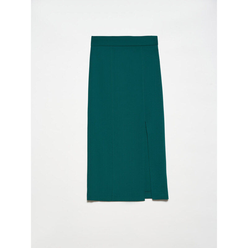 Dilvin 80806 Slit Pencil Skirt-Green