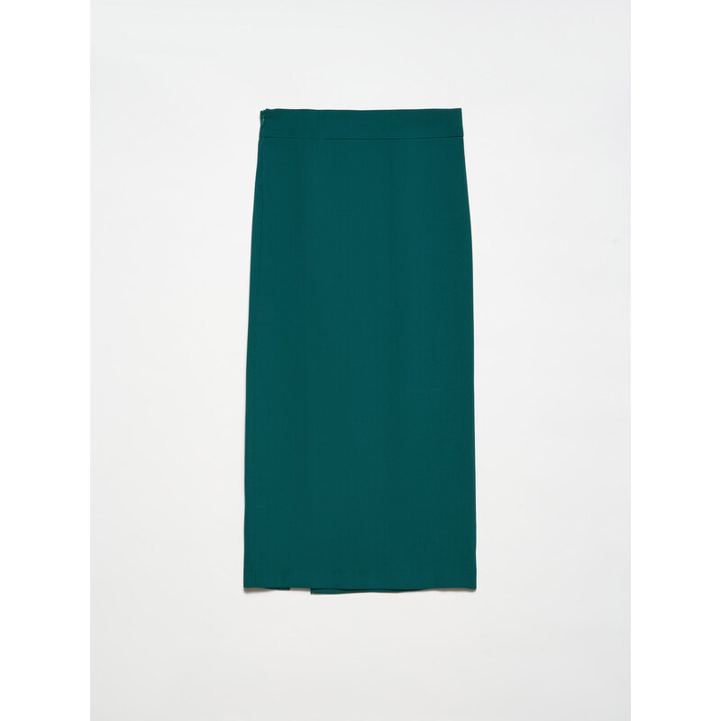 Dilvin 80806 Slit Pencil Skirt-Green