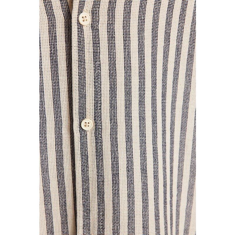 Trendyol Limited Edition Navy Blue Regular Fit Striped Textured Shirt