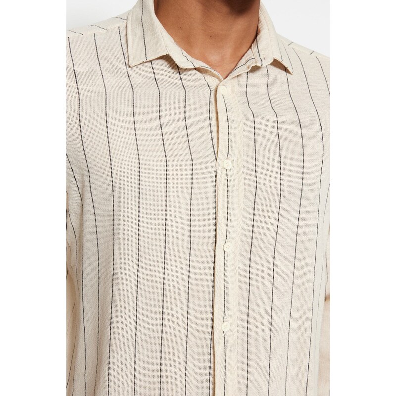 Trendyol Black Striped Regular Fit Textured Shirt