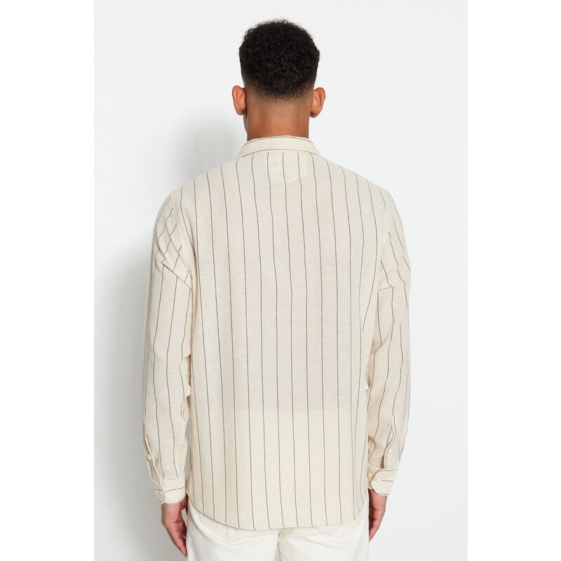 Trendyol Black Striped Regular Fit Textured Shirt