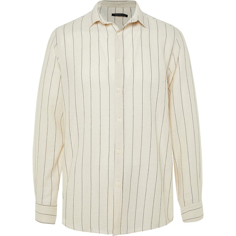 Trendyol Black Striped Regular Fit Textured Shirt