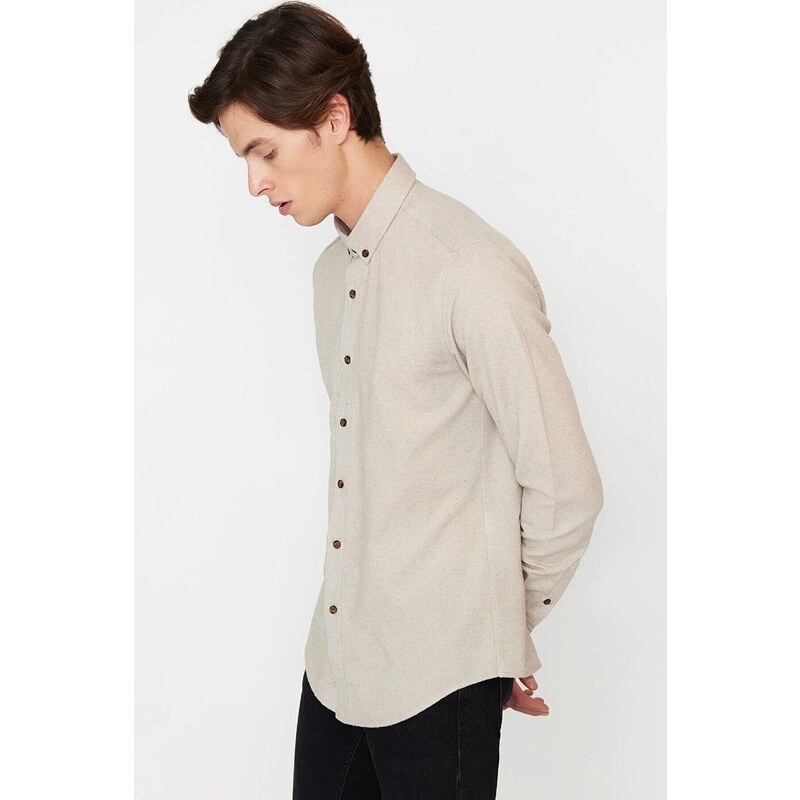 Trendyol Light Brown Slim Fit Buttoned Collar Shirt