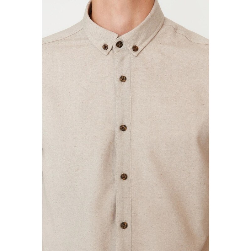 Trendyol Light Brown Slim Fit Buttoned Collar Shirt