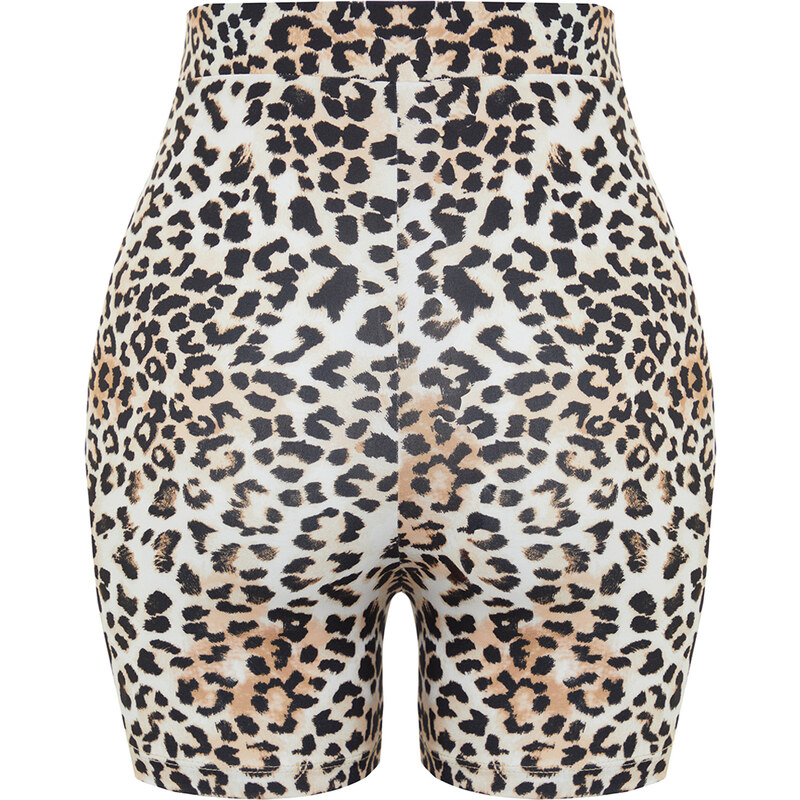 Trendyol Animal Patterned High Waist Shorts Bikini Bottom