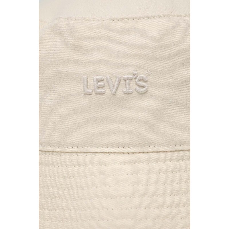 Bavlněná čepice Levi's béžová barva