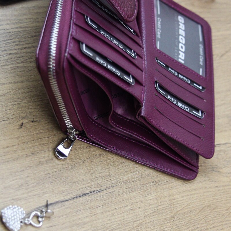 Dámská kožená peněženka fialová - Gregorio Clodien fialová
