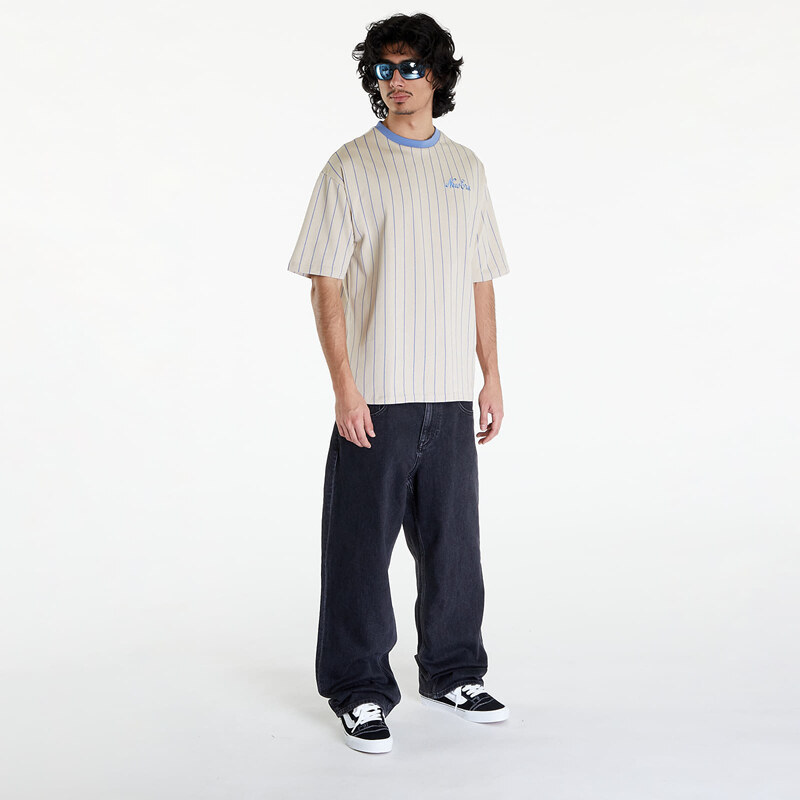 New Era Pinstripe Oversized T-Shirt UNISEX Stone/ Copen Blue