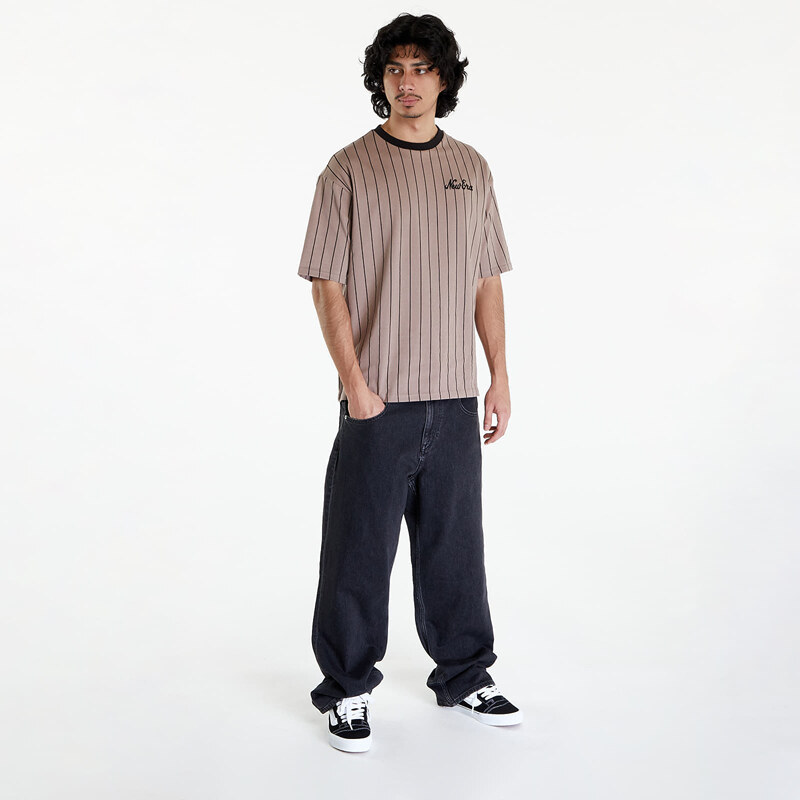 New Era Pinstripe Oversized T-Shirt UNISEX Ash Brown/ Black