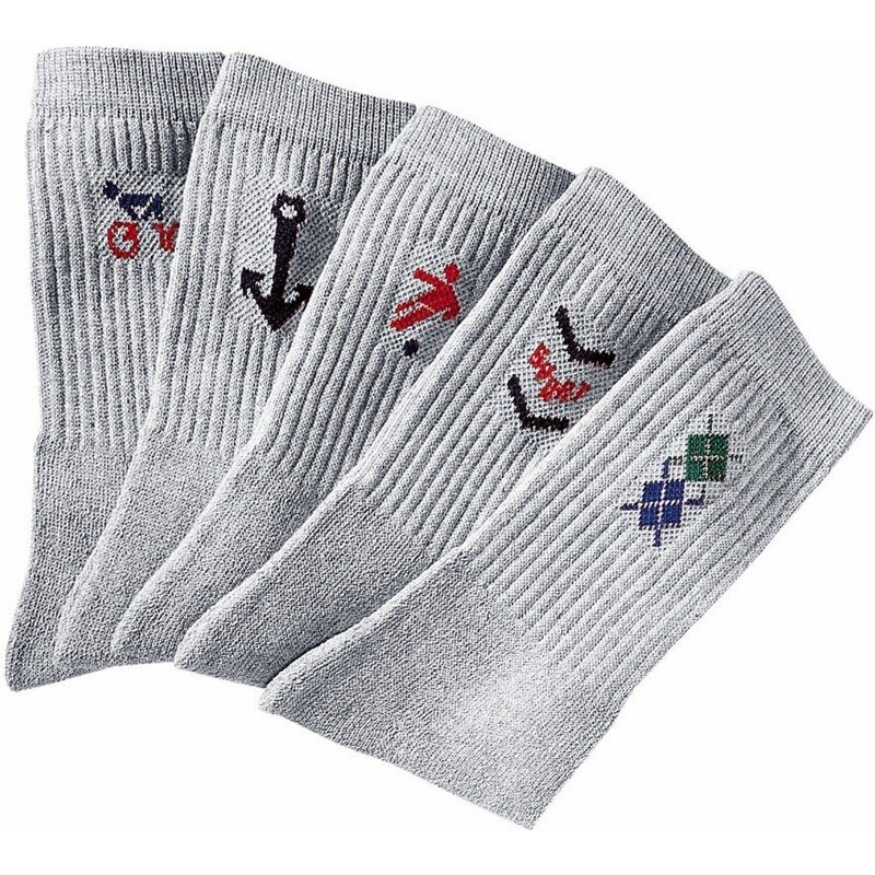 Blancheporte Sada 10 párů sportovních ponožek s motivem šedá 39-42