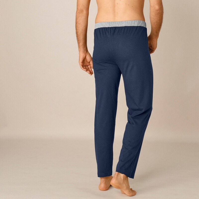 Blancheporte Sada 2 rovných pyžamových kalhot nám.modrá+šedý melír 52/54
