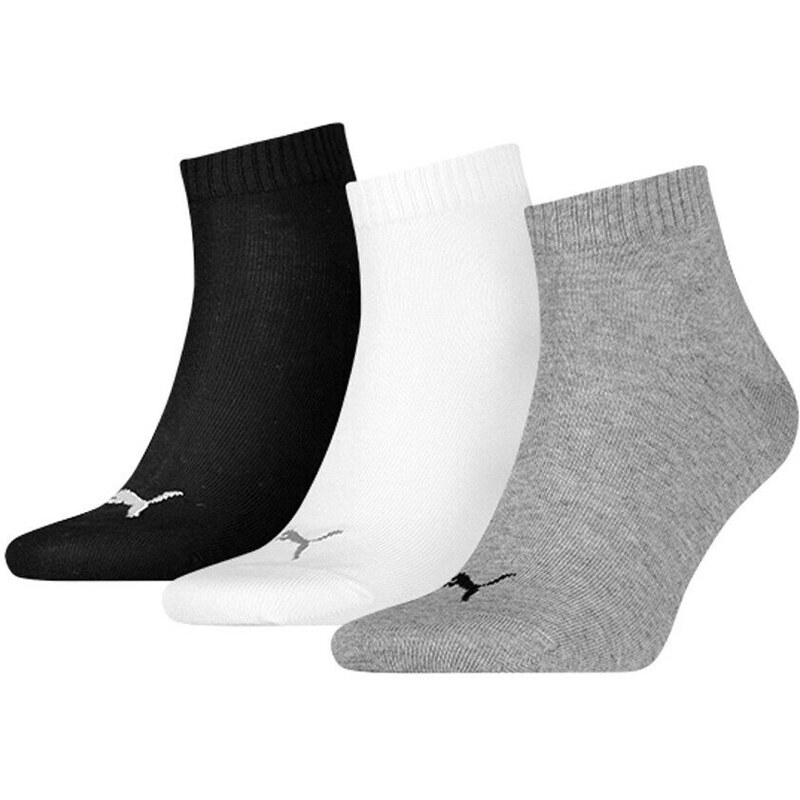 Blancheporte 3 páry kotníkových ponožek Quarter Puma, šedé, bílé, černé šedá+černá+bílá 43-46