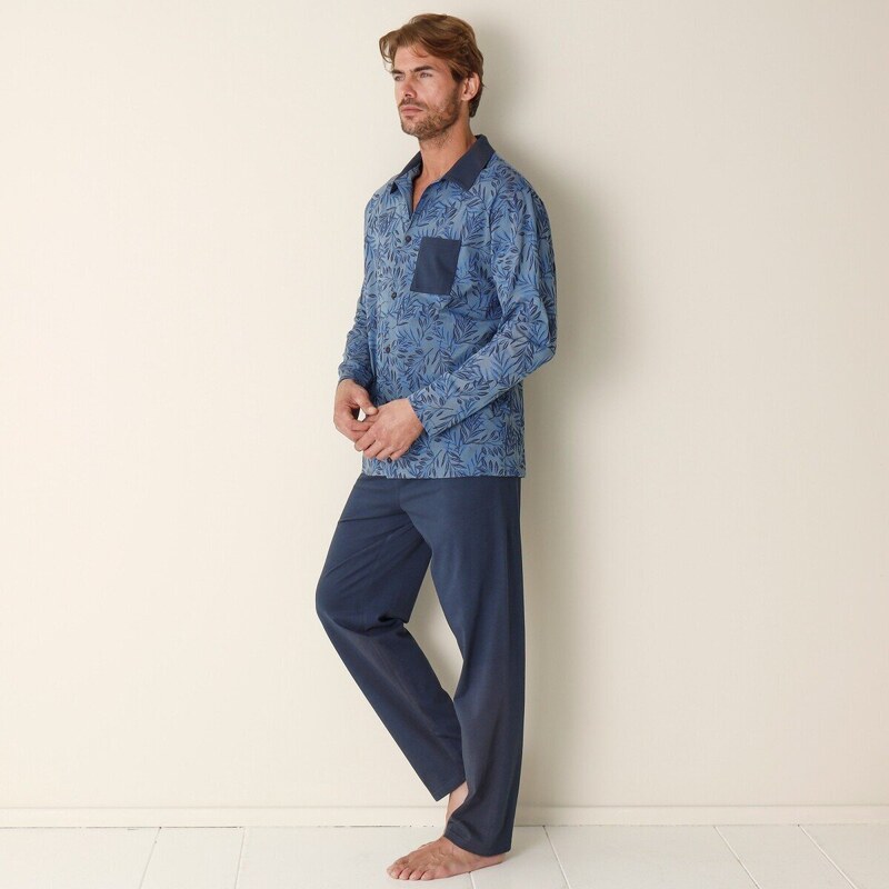 Blancheporte Pyžamo s kalhotami a dlouhými rukávy námořnická modrá 77/86 (S)