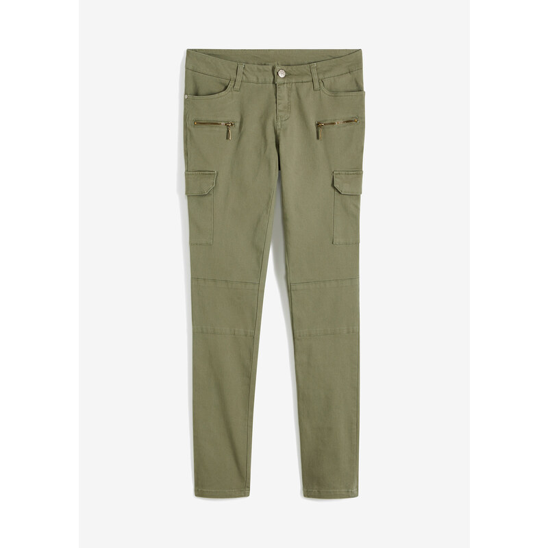 bonprix Cargo kalhoty, Skinny Zelená