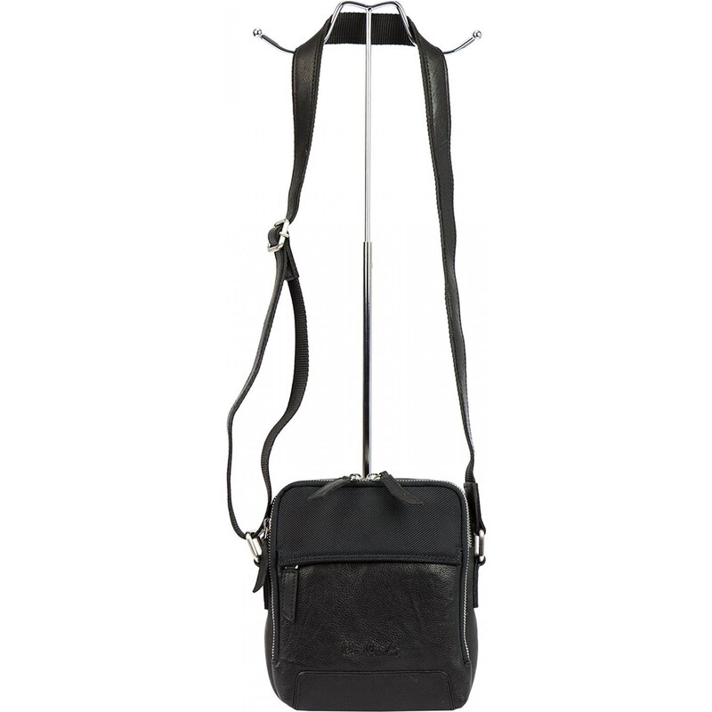 Pánská kožená crossbody taška černá - Pierre Cardin Farenn černá