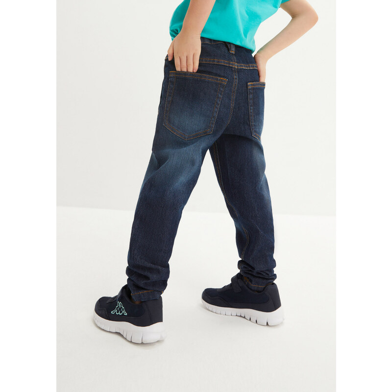 bonprix Dívčí strečové džíny Tapered, s organickou bavlnou Modrá