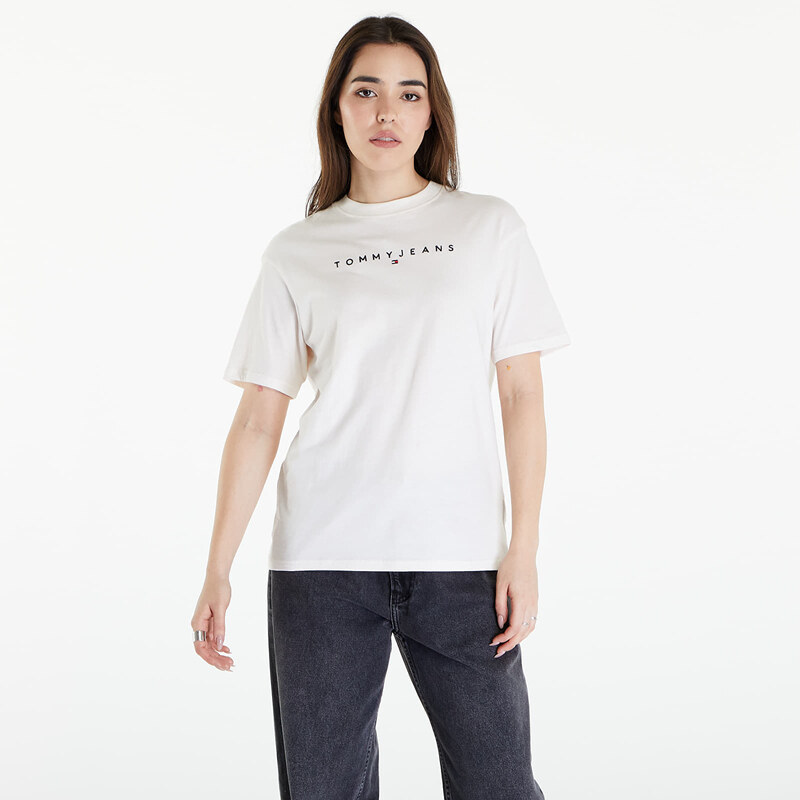 Tommy Hilfiger Dámské tričko Tommy Jeans Relaxed New Linear Short Sleeve Tee Ancient White