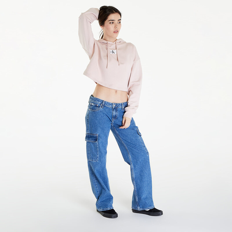 Dámská mikina Calvin Klein Jeans Woven Label Hoodie Sepia Rose