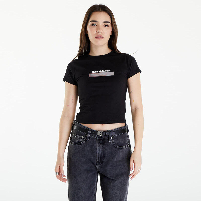 Dámské tričko Calvin Klein Jeans Diffused Box Fitted Short Sleeve Tee Black