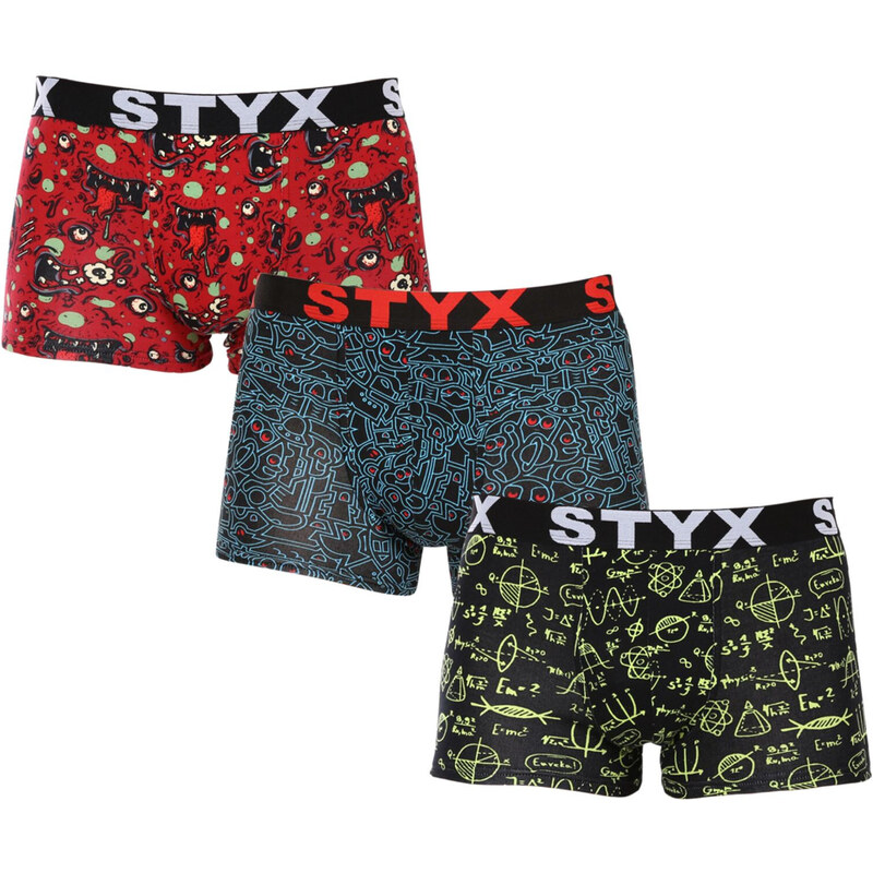 3PACK pánské boxerky Styx art sportovní guma vícebarevné (3G12612)