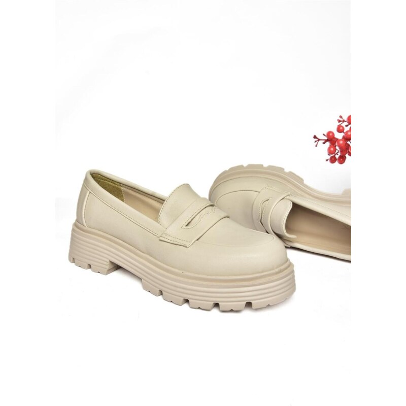 Fox Shoes R996092009 Beige Thick Soled Women's Casual Shoes