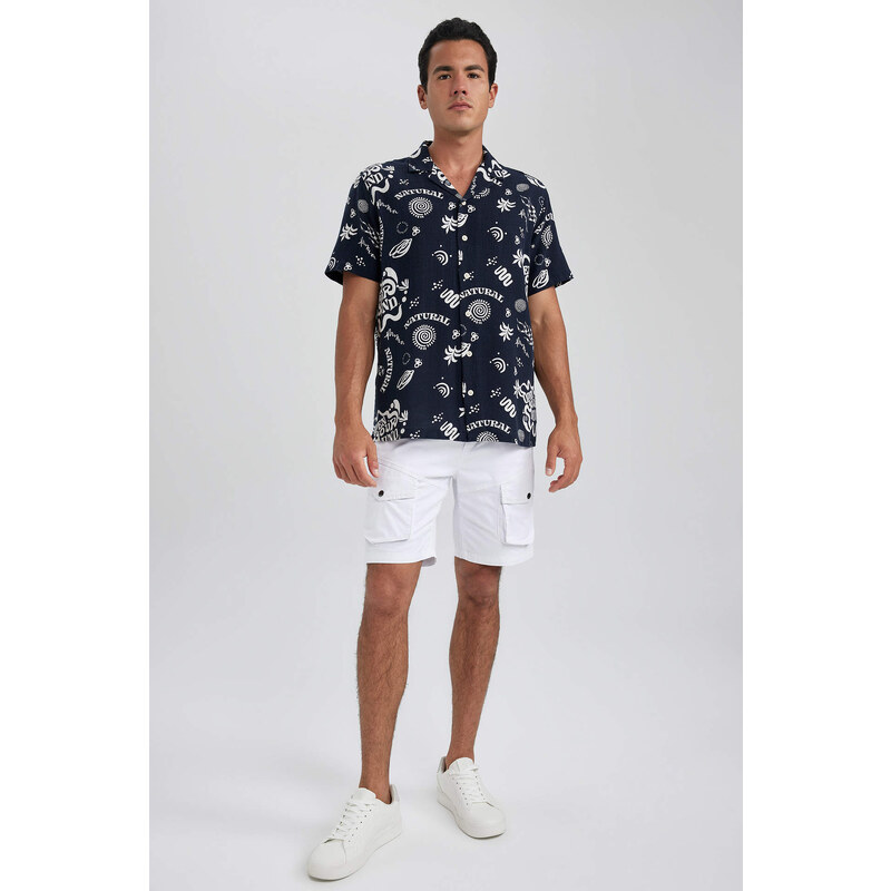 DEFACTO Relax Fit Cotton Printed Short Sleeve Shirt