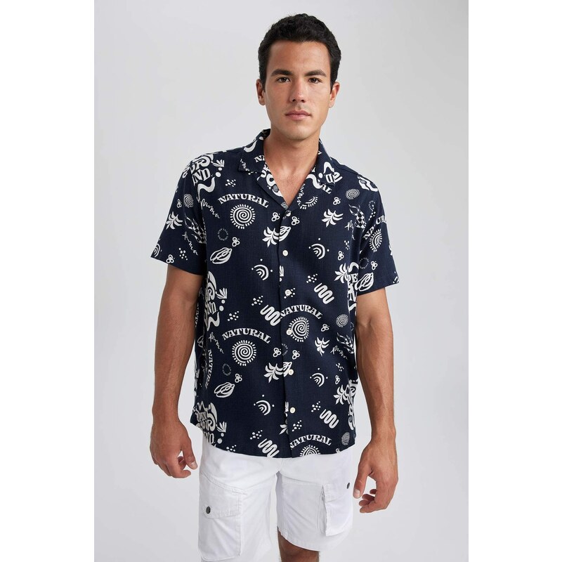 DEFACTO Relax Fit Cotton Printed Short Sleeve Shirt