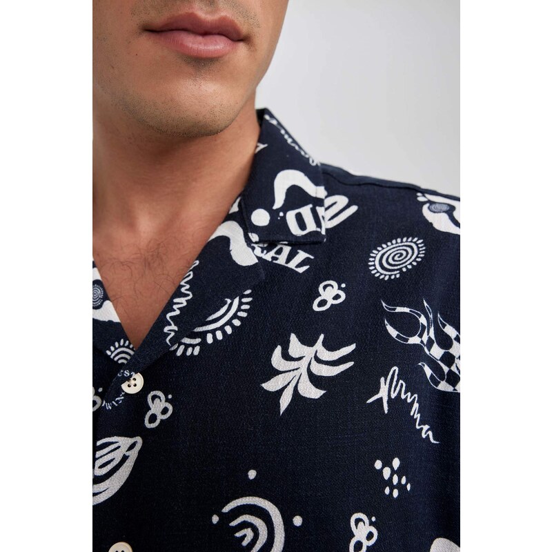 DEFACTO Relax Fit Cotton Printed Short Sleeve Shirt