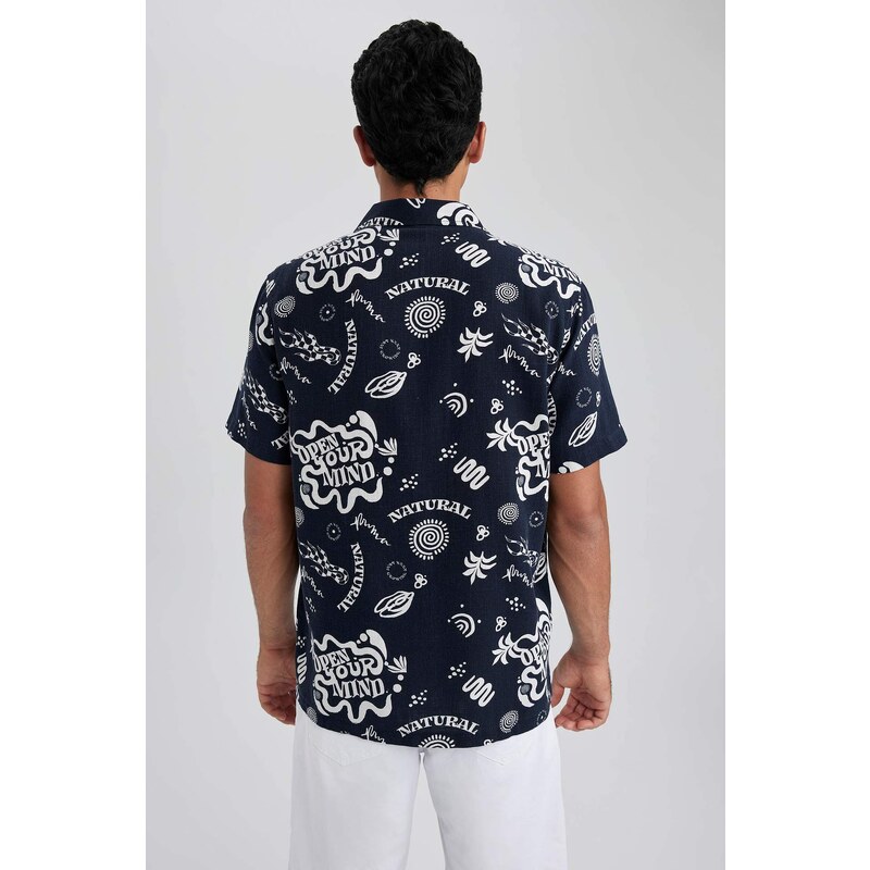 DEFACTO Relax Fit Cotton Printed Short Sleeve Shirt