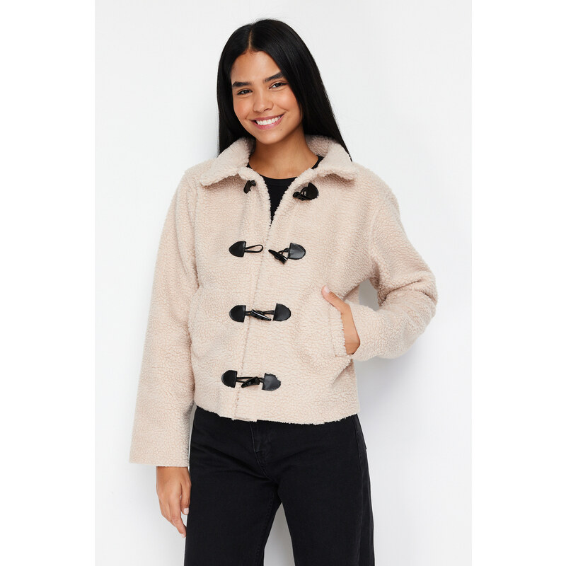 Trendyol Stone Oversize Plush Coat