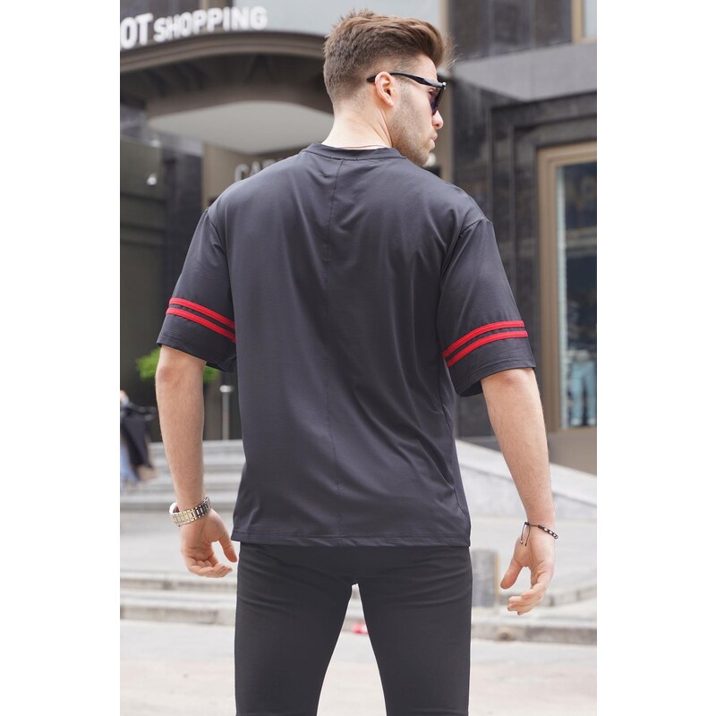 Madmext Men's Black Printed Oversize T-Shirt 6129