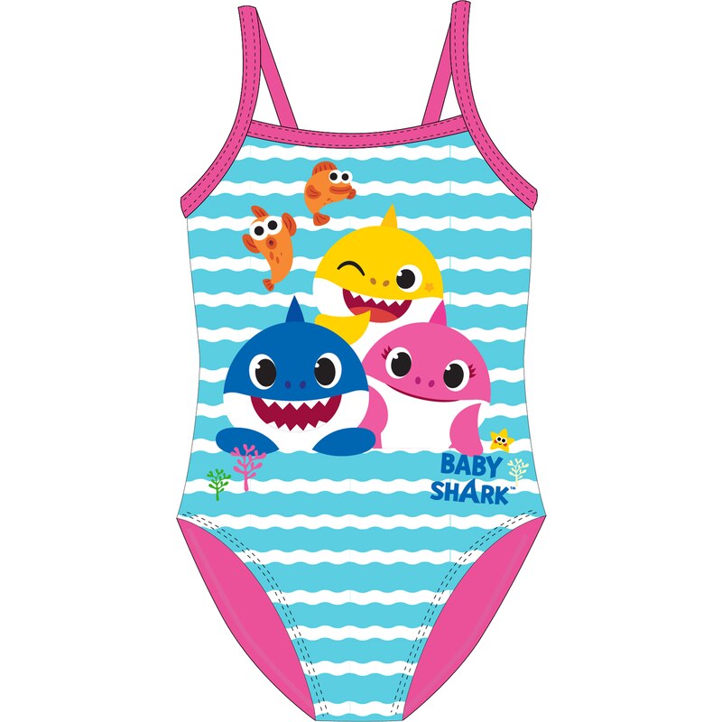 Dívčí plavky - Baby Shark 5244054, tyrkysová / růžová