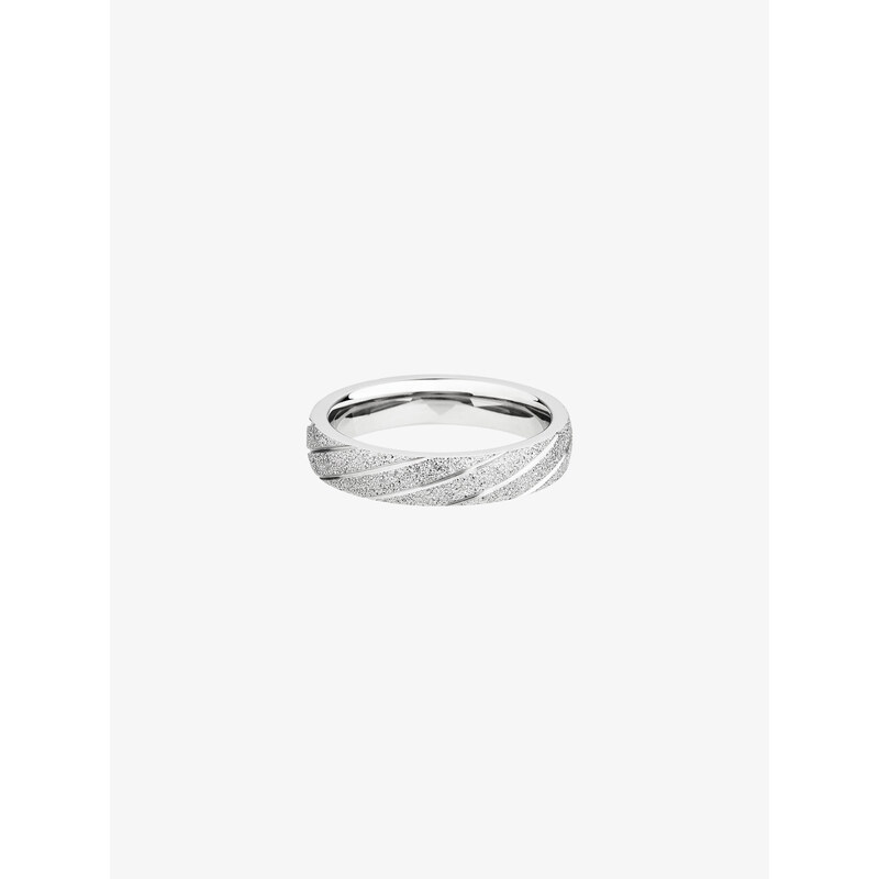 Prsten z chirurgické oceli Créativité Preciosa, stříbrný, šikmé proužky