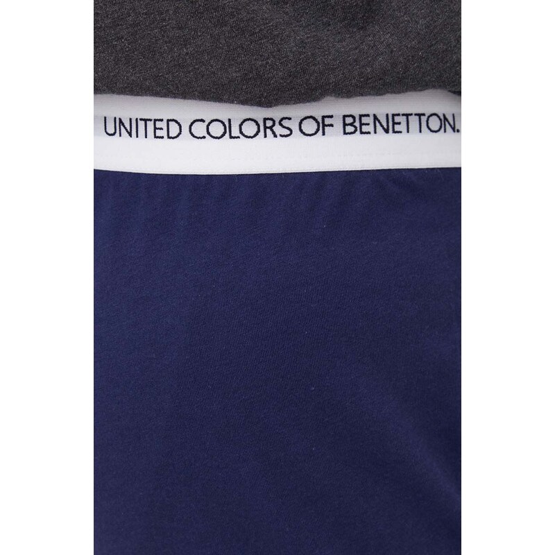 Bavlněné kalhoty United Colors of Benetton tmavomodrá barva