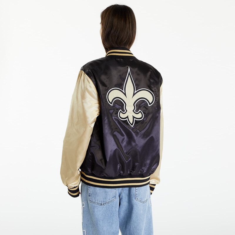 New Era New Orleans Saints NFL Satin Bomber Jacket UNISEX Black/ Vegas Gold